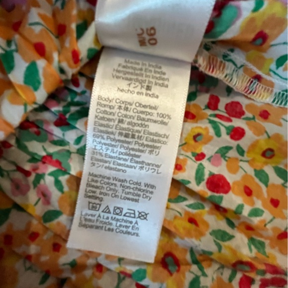 J. Crew Smocked Ribbon Tie Floral Women’s Tank Top‎ Sz M  Boho Cottagecore Girly - Picture 4 of 7